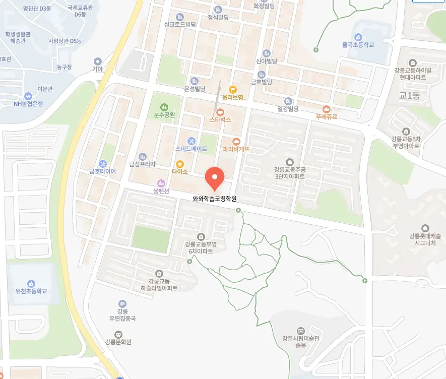 강릉교동 중학생학원 학원 위치